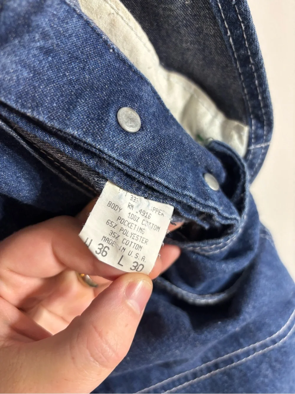 Vintage Pointer Denim Bib Overalls Workwear Made in USA 36x30